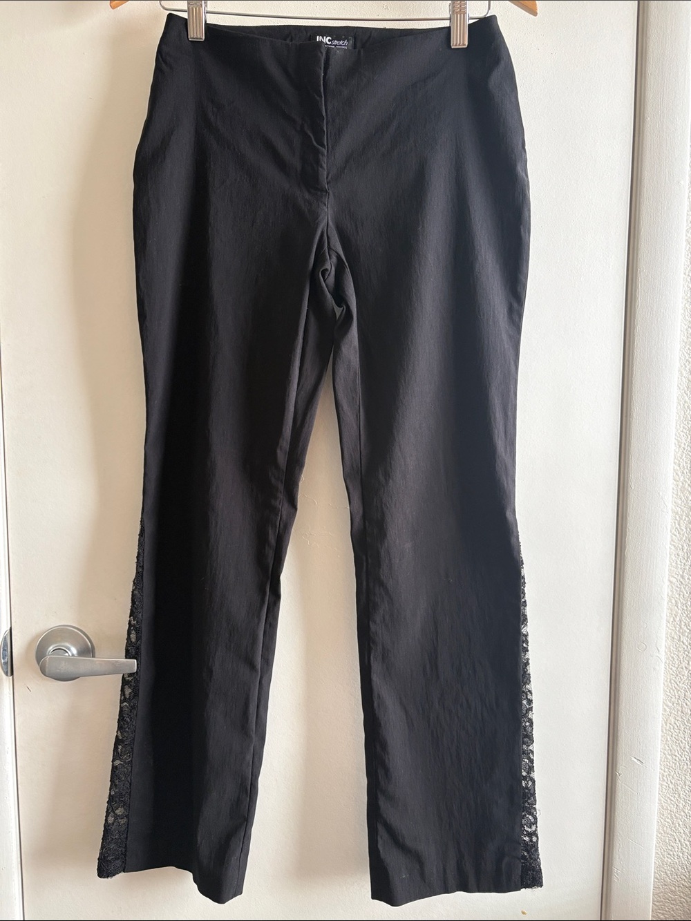 INC International Concepts Black Sexy Flare Jeans with Lace Side Panels SZ 6P